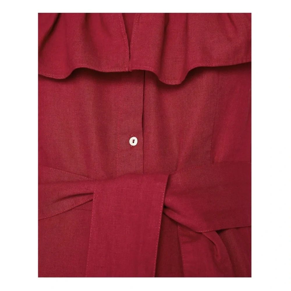 💃🏻 ZARA RUFFLE LINEN BLEND DRESS 💃🏻 - Picture 8 of 9